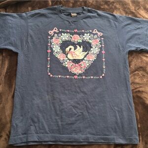 Floral Swan Vintage Tee Women’s XL